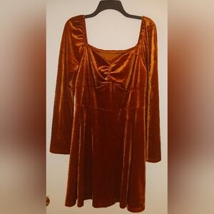 SHEIN CURVE 1XL UNWORN BROWN VELVETY DRESS BEAUTIFUL NEW Holiday